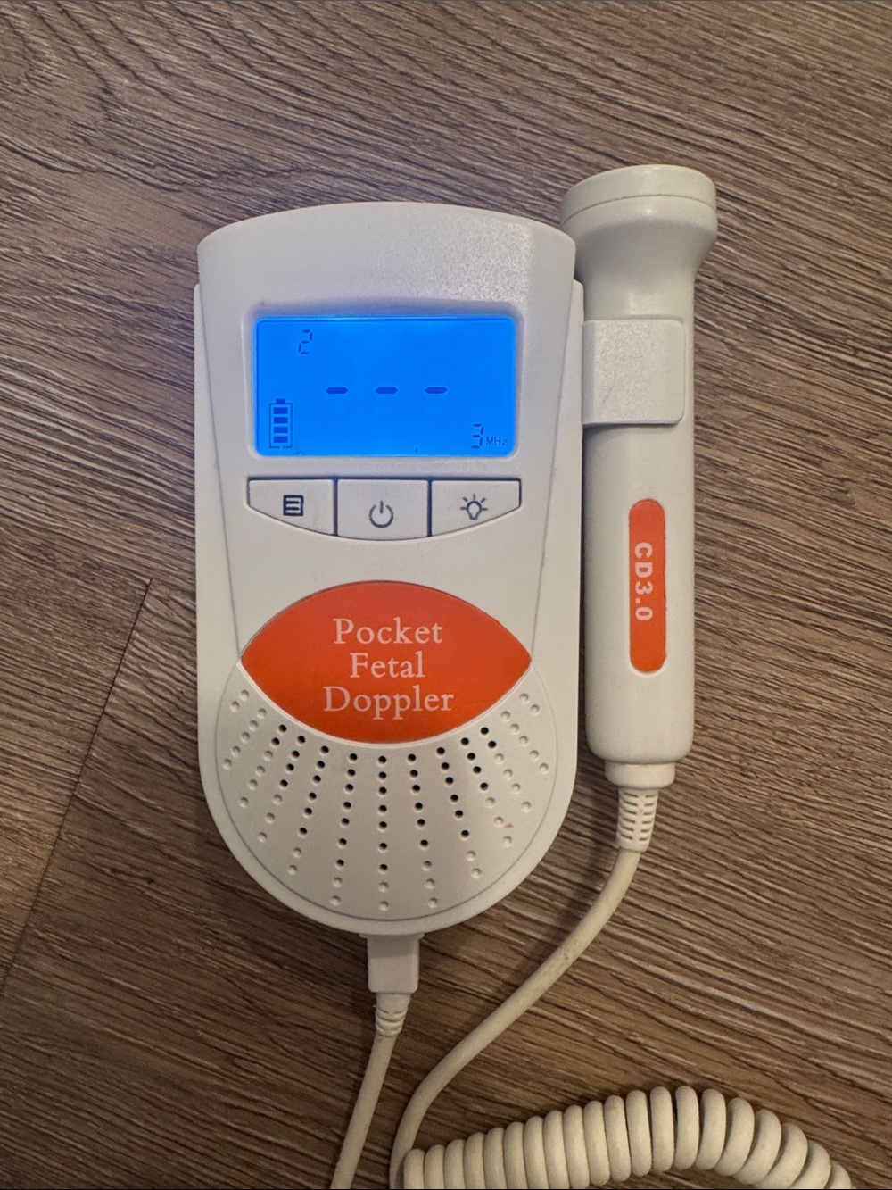 Pocket Fetal Doppler CD3.0 - White and Orange Portable Heartbeat Monitor